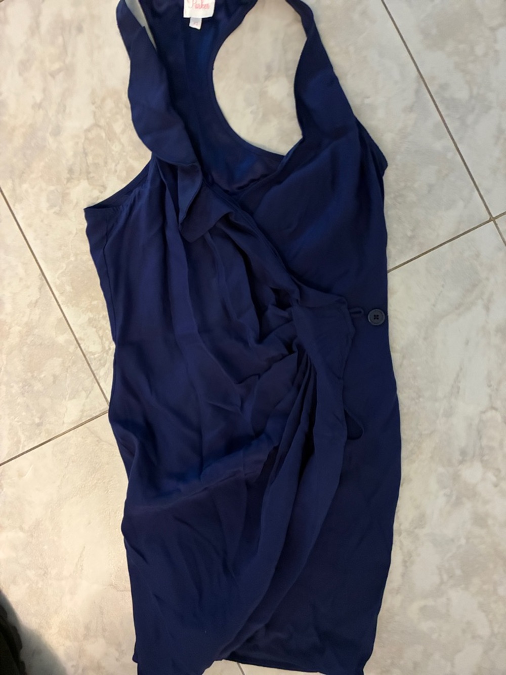 Parker One-Shoulder Navy Ruffle Dress